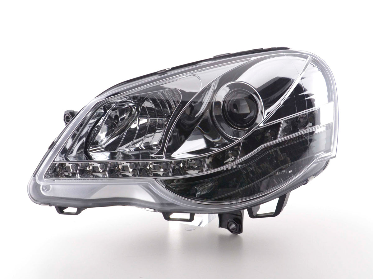 Scheinwerfer Set Daylight LED Tagfahrlicht VW Polo 4 9N3 chrom Scheinwerfer Set Daylight LED Tagfahrlicht VW Polo 4 9N3 chrom